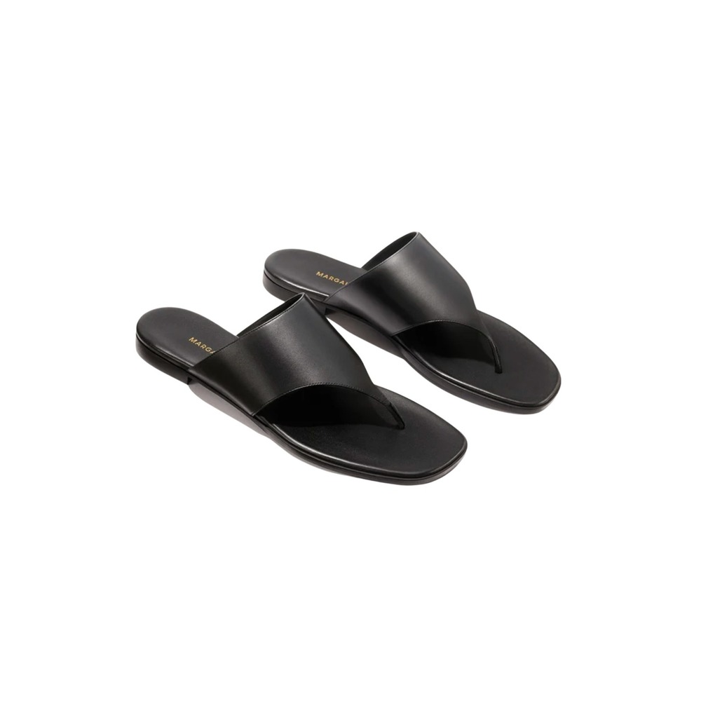 Margaux The Deia Sandal Black Nappa Leather Thong Flat Womens NWOB $325 37.5